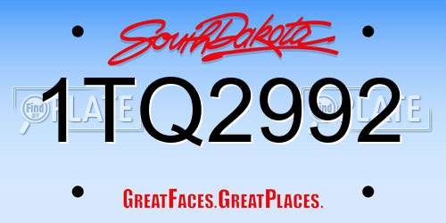 1TQ2992 South Dakota License Plate