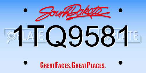 1TQ9581 South Dakota License Plate