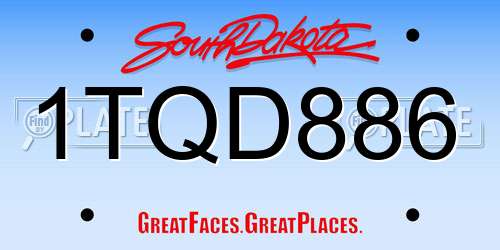1TQD886 South Dakota License Plate