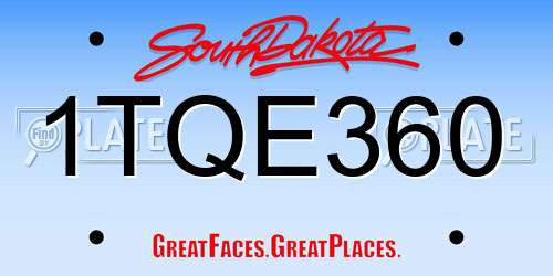 1TQE360 South Dakota License Plate