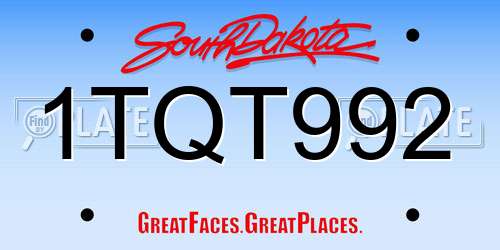 1TQT992 South Dakota License Plate