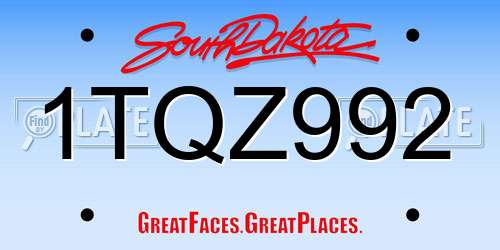 1TQZ992 South Dakota License Plate