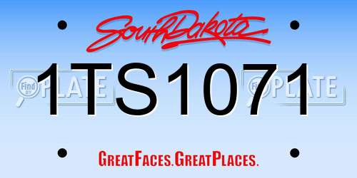 1TS1071 South Dakota License Plate