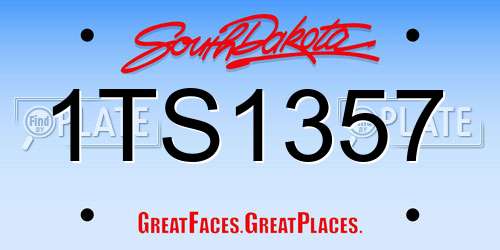 1TS1357 South Dakota License Plate