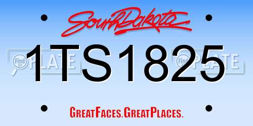 1TS1825 South Dakota License Plate