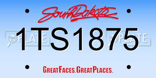 1TS1875 South Dakota License Plate