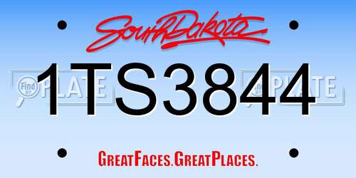 1TS3844 South Dakota License Plate