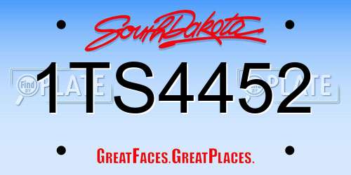 1TS4452 South Dakota License Plate