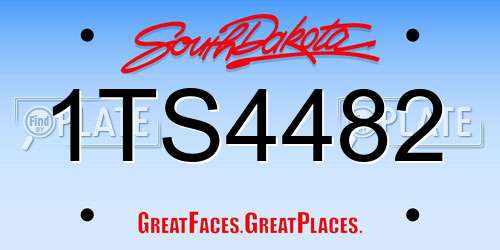 1TS4482 South Dakota License Plate