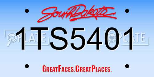 1TS5401 South Dakota License Plate