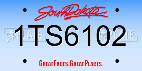 1TS6102 South Dakota License Plate