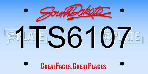 1TS6107 South Dakota License Plate