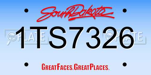 1TS7326 South Dakota License Plate