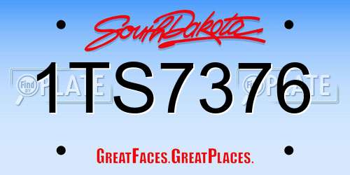 1TS7376 South Dakota License Plate