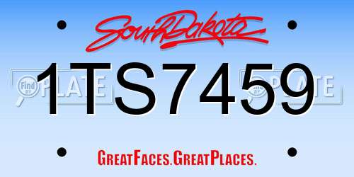 1TS7459 South Dakota License Plate