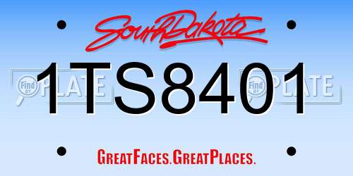 1TS8401 South Dakota License Plate