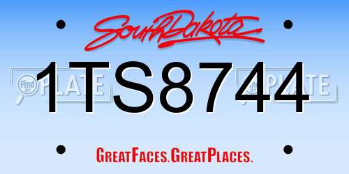 1TS8744 South Dakota License Plate