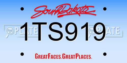 1TS919 South Dakota License Plate