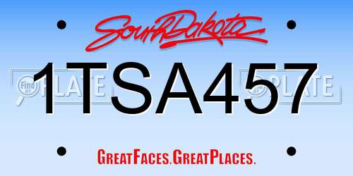 1TSA457 South Dakota License Plate