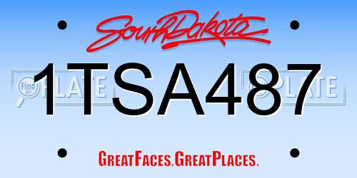 1TSA487 South Dakota License Plate