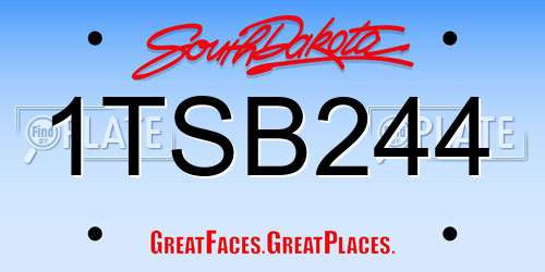 1TSB244 South Dakota License Plate