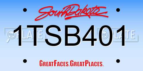 1TSB401 South Dakota License Plate
