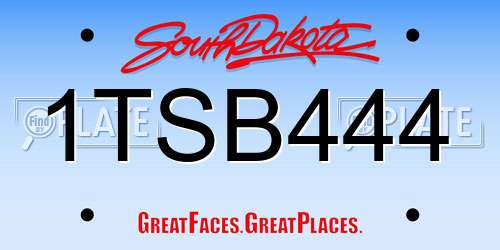 1TSB444 South Dakota License Plate