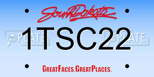 1TSC22 South Dakota License Plate