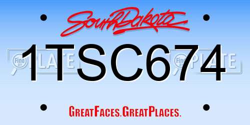 1TSC674 South Dakota License Plate
