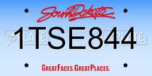 1TSE844 South Dakota License Plate