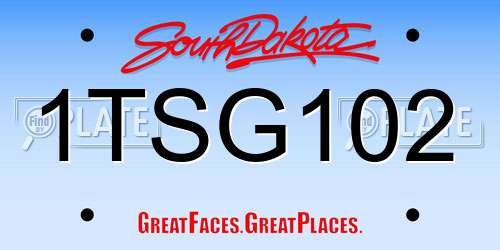 1TSG102 South Dakota License Plate