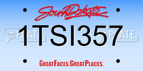 1TSI357 South Dakota License Plate