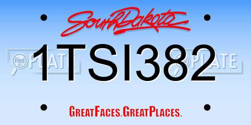 1TSI382 South Dakota License Plate