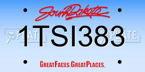 1TSI383 South Dakota License Plate