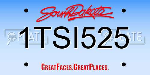1TSI525 South Dakota License Plate