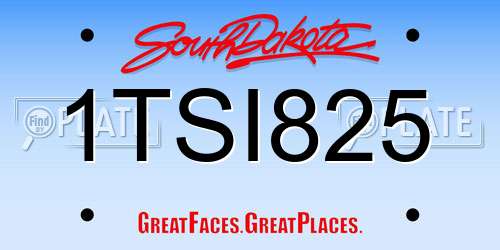 1TSI825 South Dakota License Plate