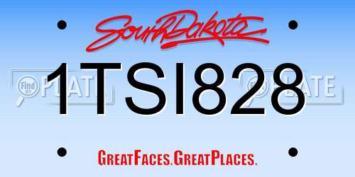 1TSI828 South Dakota License Plate
