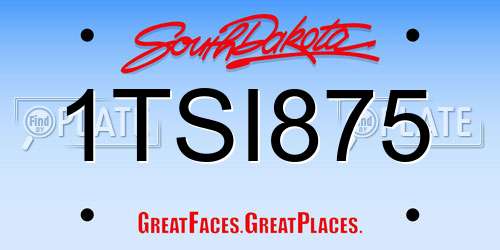 1TSI875 South Dakota License Plate