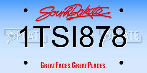 1TSI878 South Dakota License Plate
