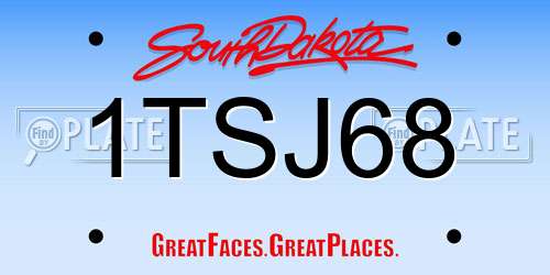 1TSJ68 South Dakota License Plate