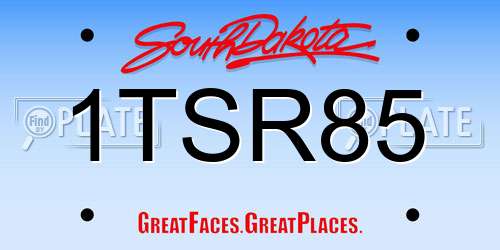 1TSR85 South Dakota License Plate