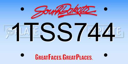 1TSS744 South Dakota License Plate