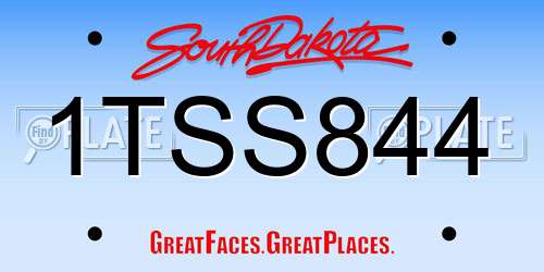 1TSS844 South Dakota License Plate