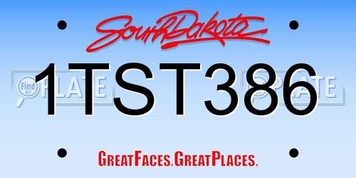 1TST386 South Dakota License Plate