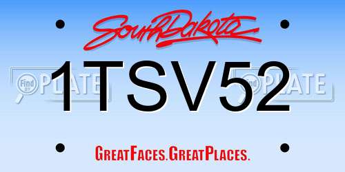 1TSV52 South Dakota License Plate