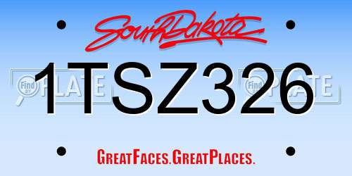 1TSZ326 South Dakota License Plate