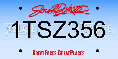 1TSZ356 South Dakota License Plate