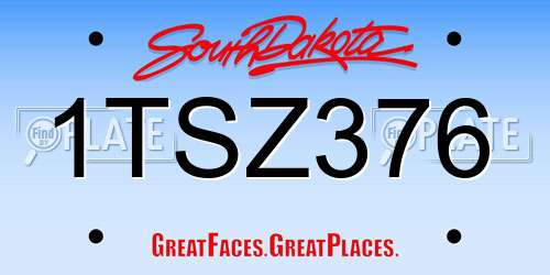 1TSZ376 South Dakota License Plate