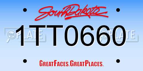 1TT0660 South Dakota License Plate