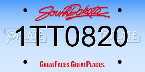 1TT0820 South Dakota License Plate